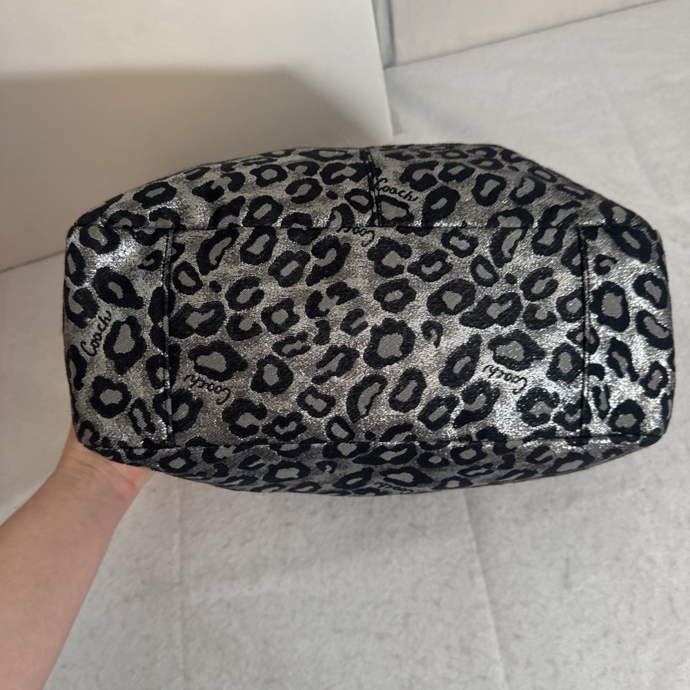 Coach Metallic Ocelot Leopard Animal Print Silver Black Satchel Vintage 14289 - Picture 7 of 13